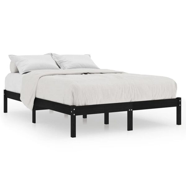vidaXL Cadre de lit sans matelas noir bois massif 200x200 cm