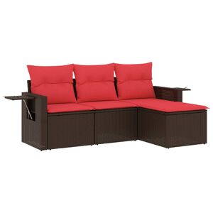 vidaXL Ensemble de canap&eacute; de jardin 4 pcs avec coussins marron r&eacute;sine tress&eacute;e