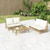 vidaXL Salon de jardin 2 pcs avec coussins blanc cr&egrave;me bambou
