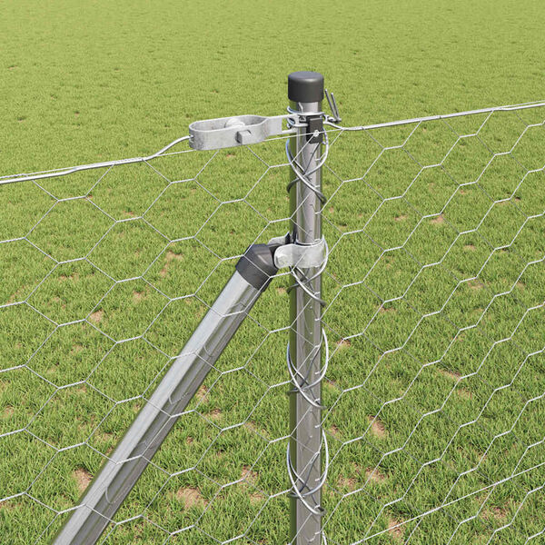 vidaXL Poteau de cl&ocirc;ture. Argent&eacute; 25 x 1,4 m (maillage de 50 mm) Acier