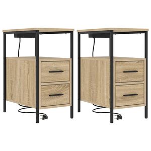 vidaXL Cabinet de chevet 2 pcs Ch&ecirc;ne Sonoma 30 x 48 x 61 cm