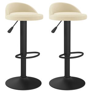 vidaXL Tabourets de bar lot de 2 cr&egrave;me velours