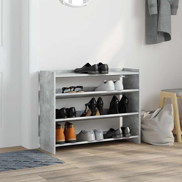 vidaXL Étagère à chaussures gris béton 80x25x62 cm bois d'ingénierie