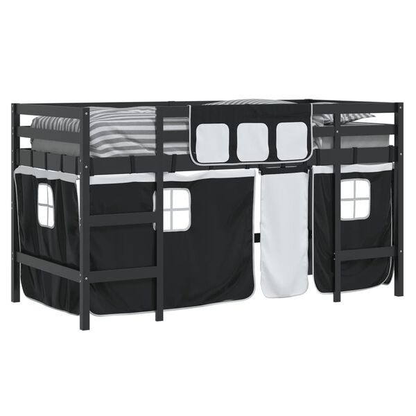 vidaXL Lit mezzanine pour enfants avec rideaux sans matelas 80x200 cm