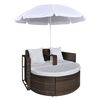 vidaXL Lit de jardin avec parasol Marron R&eacute;sine tress&eacute;e