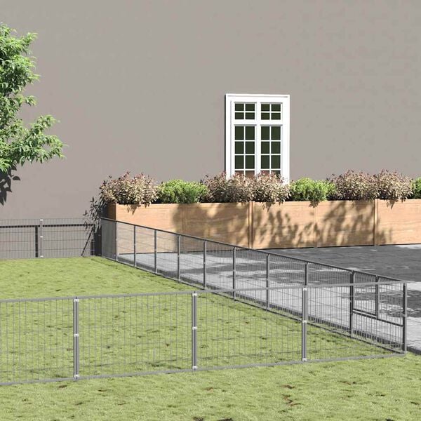 vidaXL Chenil Argent&eacute; 100 m&sup2; Acier