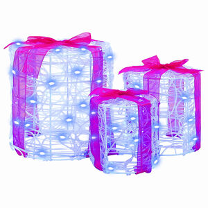 vidaXL D&eacute;coration de bo&icirc;te cadeau 3 pc Bleu 20 x 20 x 21 cm Acrylique