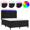 vidaXL Sommier &agrave; lattes de lit matelas et LED Noir 140x190 cm Velours