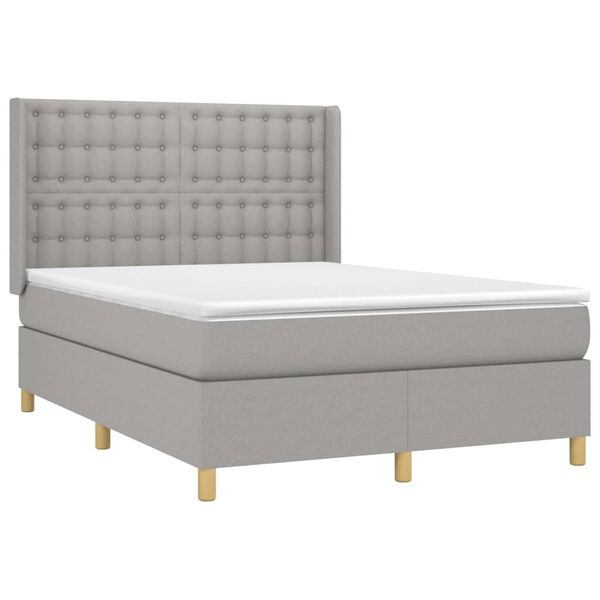 vidaXL Sommier &agrave; lattes de lit avec matelas Gris clair 140x200cm Tissu