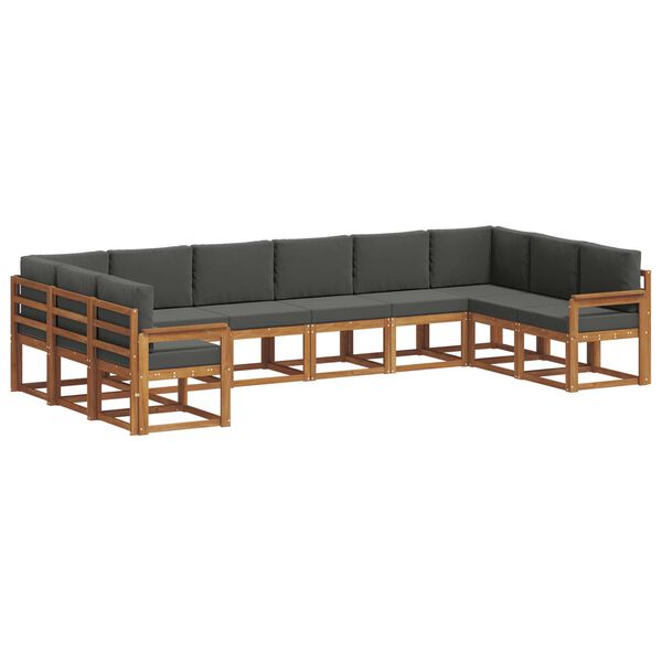 vidaXL Ensemble de canap&eacute;s d'ext&eacute;rieur 10 pcs Naturel et Anthracite