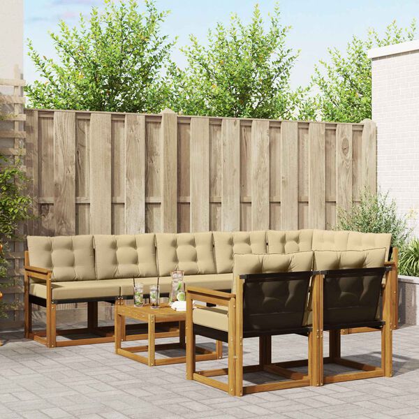 vidaXL Ensemble de canap&eacute;s d'ext&eacute;rieur 9 pcs Naturel et Beige