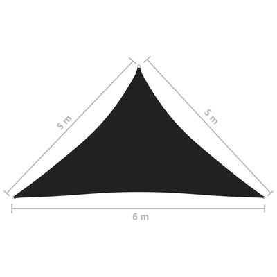 vidaXL Voile de parasol tissu oxford triangulaire 5x5x6 m noir