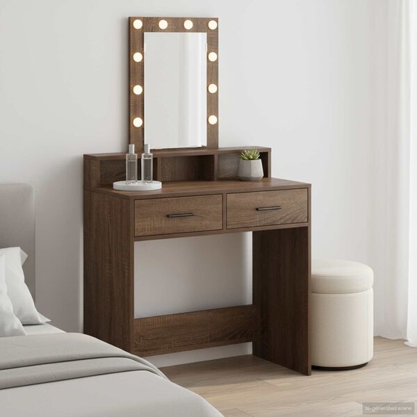 vidaXL Table de Toilette Marron 79 x 41 x 140 cm Bois d'ing&eacute;nierie
