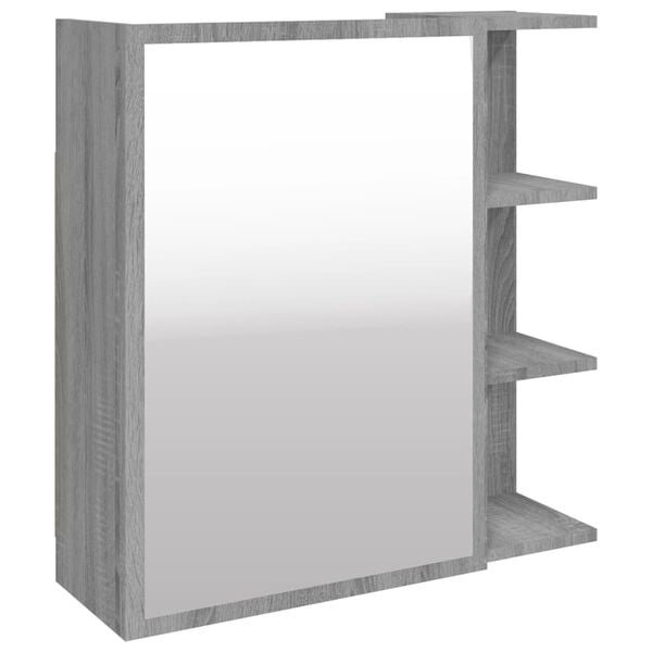 vidaXL Armoire à miroir de salle de bain Sonoma gris 62,5x20,5x64 cm