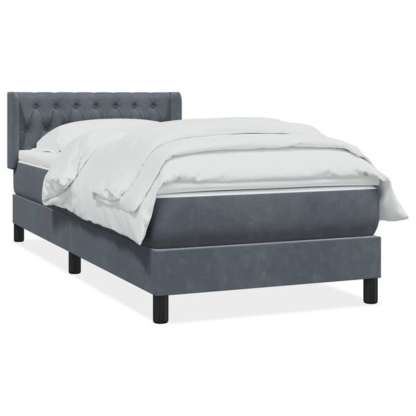 vidaXL Sommier &agrave; lattes de lit et matelas gris fonc&eacute; 100x220cm velours