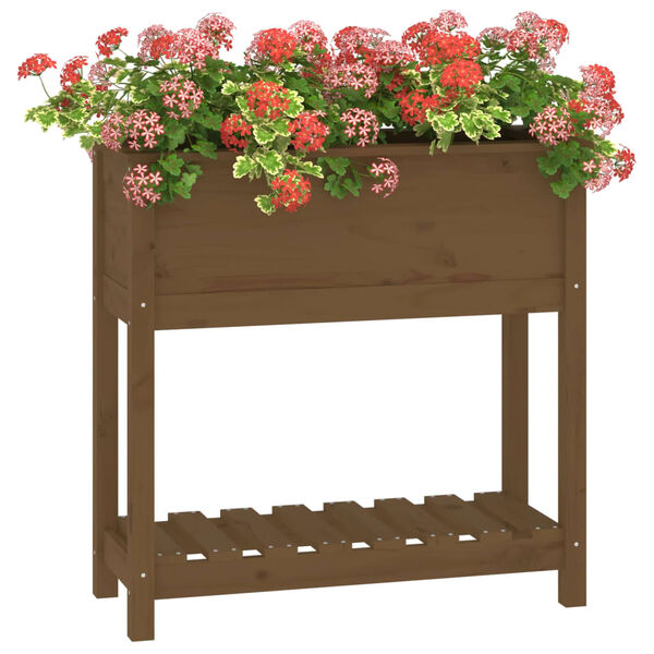 vidaXL Jardinière avec étagère Marron miel 82,5x34,5x81 cm Bois de pin