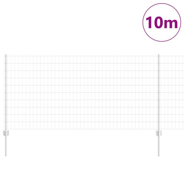 vidaXL Cl&ocirc;ture avec poteau Argent&eacute; 1 x 10 m Acier