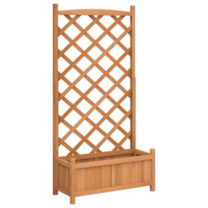 vidaXL Jardini&egrave;re avec treillis marron bois massif de sapin