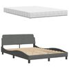 vidaXL Lit avec matelas gris fonc&eacute; 120x200 cm tissu