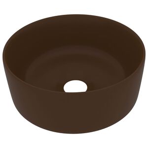 vidaXL Lavabo rond de luxe Marron fonc&eacute; mat 40x15 cm C&eacute;ramique