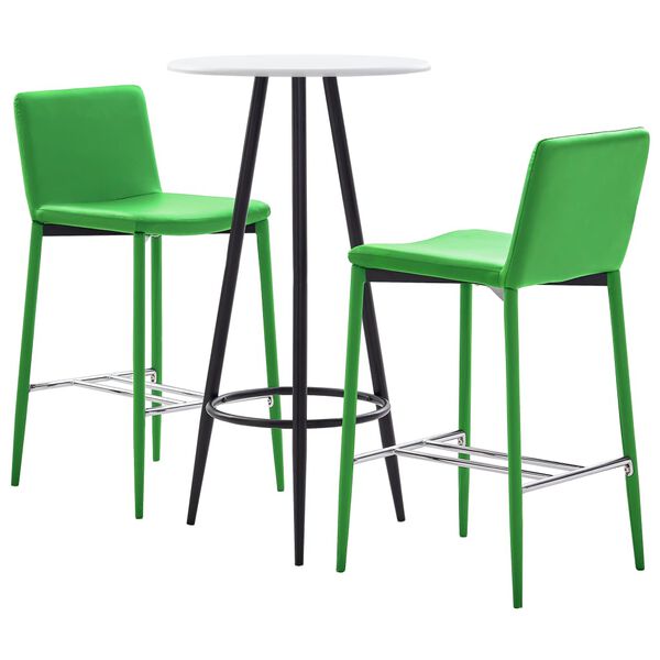vidaXL Ensemble de bar 3 pcs Similicuir Vert