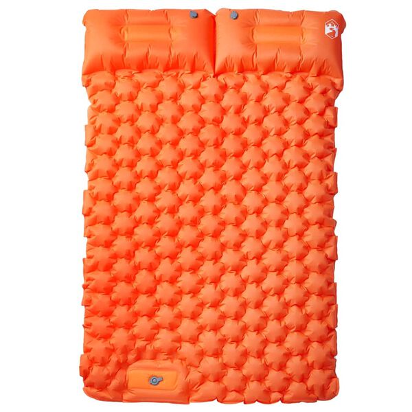 vidaXL Matelas de camping autogonflant et oreillers 2 personnes orange