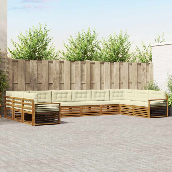 vidaXL Ensembles de canap&eacute;s avec coussin 10 pcs Naturel et Cr&egrave;me