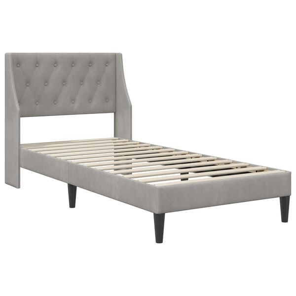 vidaXL Cadre de lit avec matelas Gris clair 90 x 190 cm Velours