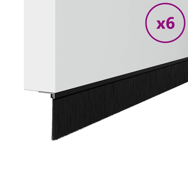 vidaXL Brosses d'&eacute;tanch&eacute;it&eacute; pour porte &agrave; visser 6 pcs Noir 100 cm