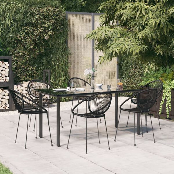 vidaXL Ensemble &agrave; manger de jardin 7 pcs Noir Rotin PVC