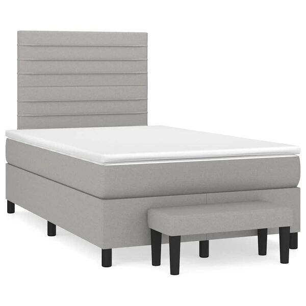 vidaXL Sommier &agrave; lattes de lit et matelas gris clair 120x190 cm tissu