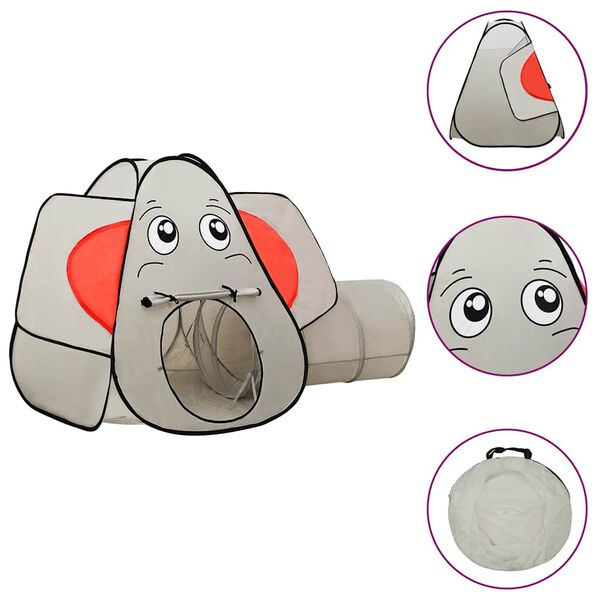 vidaXL Tente de jeu pour enfants 250 balles Éléphant Gris 174x86x101cm