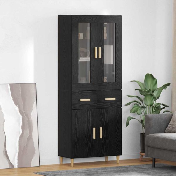 vidaXL Haut Armoire Ch&ecirc;ne noir 69,5 x 34 x 180 cm Bois d'ing&eacute;nierie