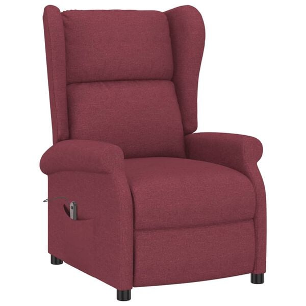 vidaXL Fauteuil inclinable &eacute;lectrique &agrave; oreilles rouge bordeaux tissu