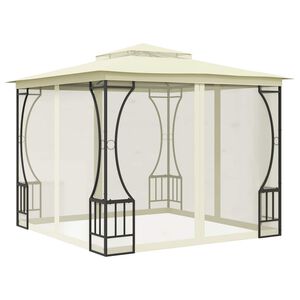 vidaXL Tonnelle avec moustiquaire 300x300x265 cm Cr&egrave;me