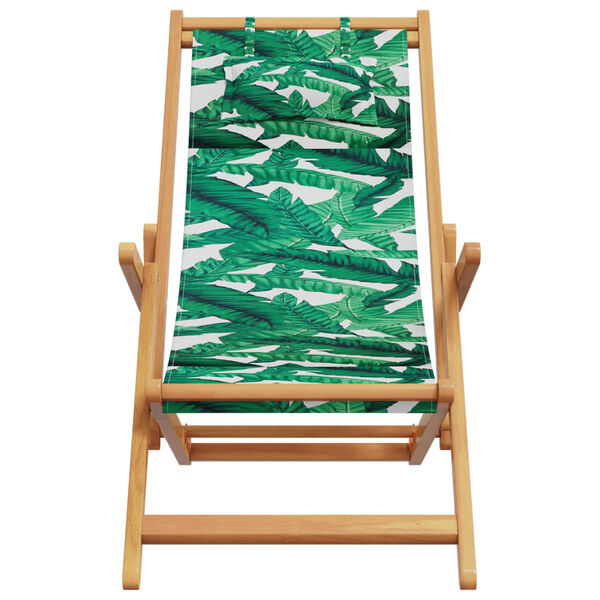 vidaXL Chaise pliable plage motif de feuilles bois d'eucalyptus/tissu