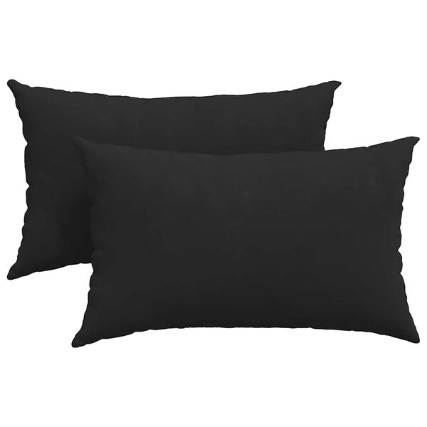 vidaXL Coussins de canap&eacute; 2 pcs Noir 50 x 30 cm tissu