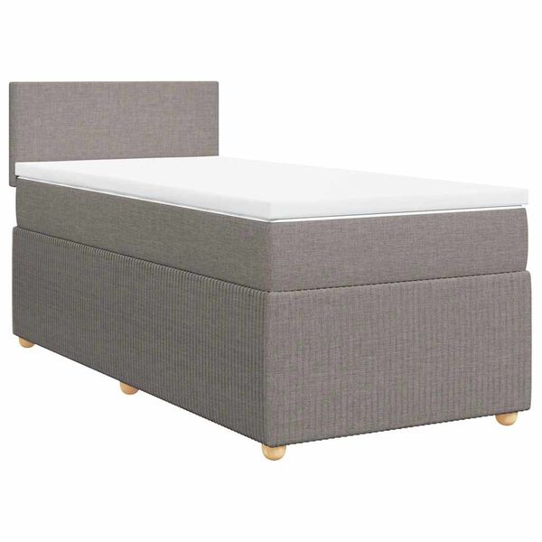 vidaXL Sommier &agrave; lattes de lit avec matelas Taupe 90x200 cm Tissu
