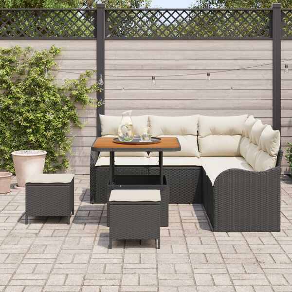 vidaXL Ensemble de canapé de jardin 8 pcs Noir polyrotin