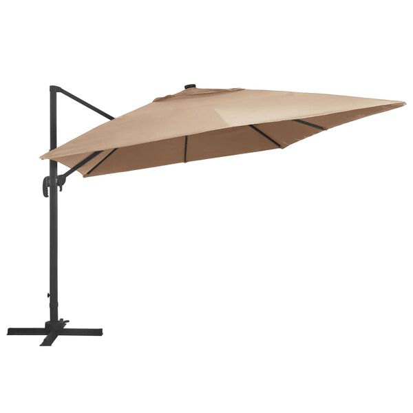 vidaXL Parasol de jardin en porte-à-faux lumières LED mât en aluminium