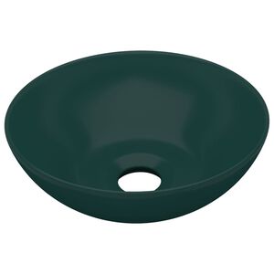 vidaXL Lavabo de salle de bain C&eacute;ramique Vert fonc&eacute; Rond