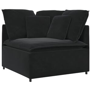 vidaXL Module d'angle pour canap&eacute; modulable avec coussins noirs 100 cm