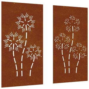 vidaXL D&eacute;corations murales de jardin 2pcs 105x55 cm design de fleur