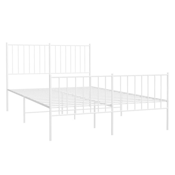 vidaXL Cadre de lit métal sans matelas et pied de lit blanc 120x190 cm