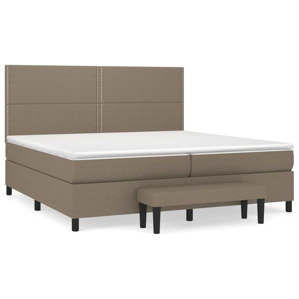 vidaXL Sommier &agrave; lattes de lit avec matelas Taupe 200x200 cm Tissu
