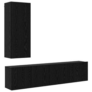 vidaXL Unit&eacute; murale de TV 5 pcs Ch&ecirc;ne noir Bois d'ing&eacute;nierie