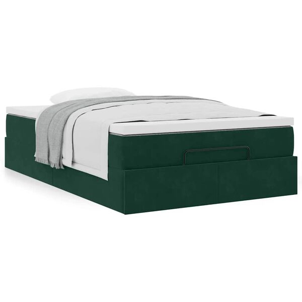 vidaXL Lit ottoman avec matelas vert fonc&eacute; 120x190 cm velours