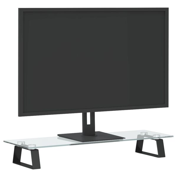 vidaXL Support de moniteur noir 60x20x8 cm verre tremp&eacute; et m&eacute;tal
