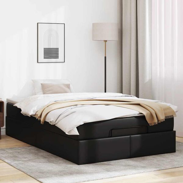VidaXL Cadre de lit ottoman avec matelas noir 120x200 cm similicuir