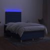 vidaXL Sommier &agrave; lattes de lit matelas et LED bleu 120x190 cm tissu